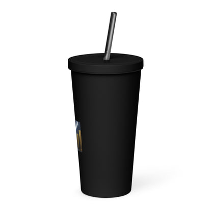 Insulated tumbler with a straw