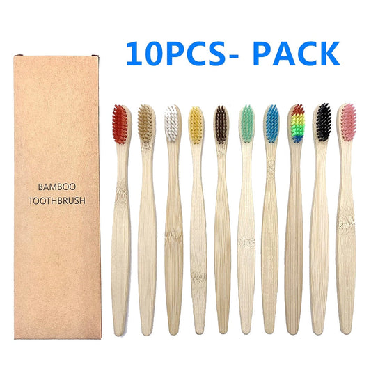 10PCS Colorful Natural Bamboo Toothbrush Set Soft Bristle Charcoal Teeth Whitening Bamboo Toothbrushes Soft Dental Oral Care baby magazin 
