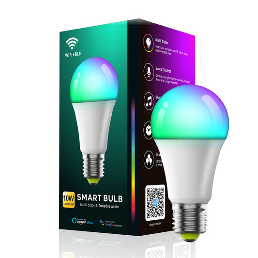 10W remote control smart WiFi light bulb colorful color change support alexa Google voice control bulb light A60 tone light baby magazin 