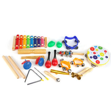 19 Pieces Set Orff Musical Instruments Toy Percussions Kit for Kids Music Learning/KTV Party Playing baby magazin 