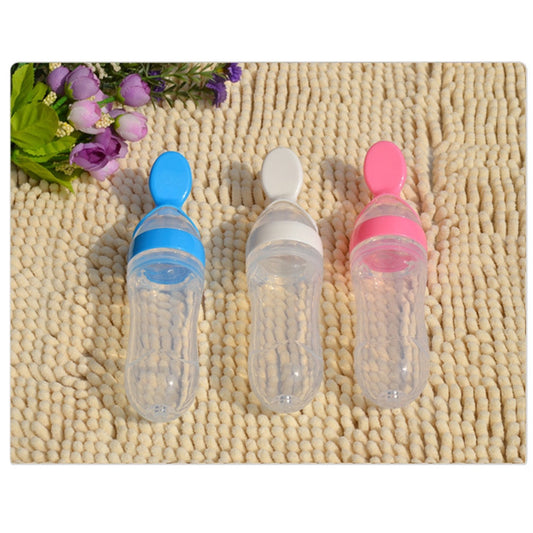 1pc 90ml Soft Silicone Spoon Baby Rice Cereal Eat-bottle Weaning Food Supplement happy baby magazin 