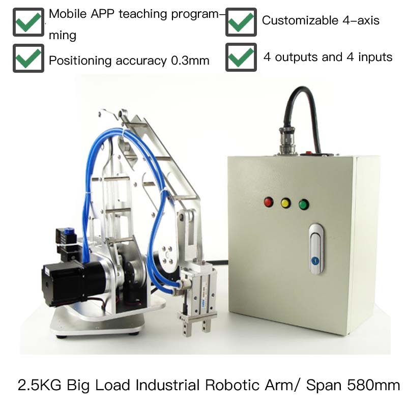 2.5kg Big Load 3 Axis Industrial Robotic Arm Manipulator Robot Arm Span 580mm Mobile Phone App Control 3 DOF baby magazin 