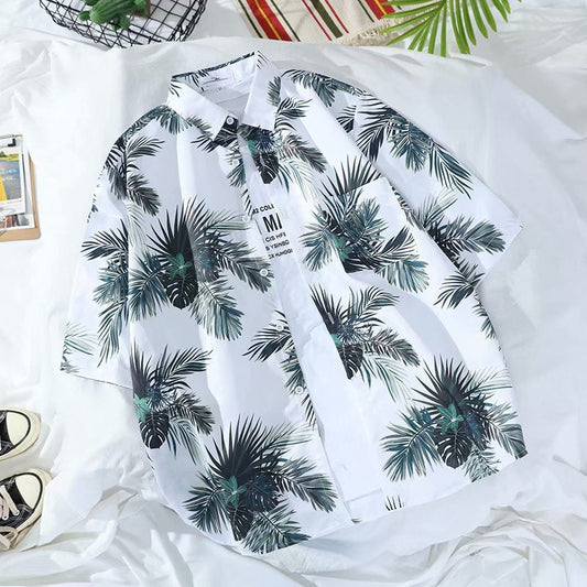 2020 Hawaiian Beach Flower Shirt Short Sleeve Male Loose Large Cardigan Port Wind Retro Guardo Shuai Shirt Jacket baby magazin 