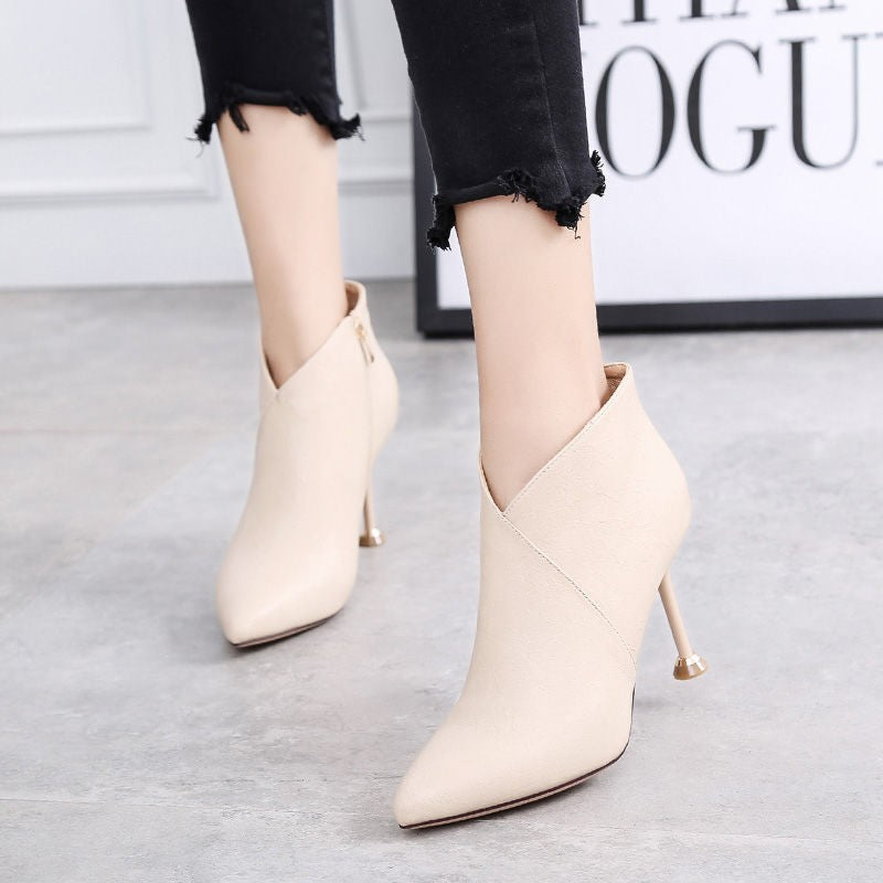 2020 New Sexy Pointed  Fashion Boots European And American Stiletto Platform Nude  Women High Heel Boots baby magazin 
