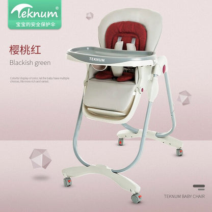 2020 new baby dining chair foldable multi-function portable child baby chair height adjustable four-wheeled dining chair baby magazin 