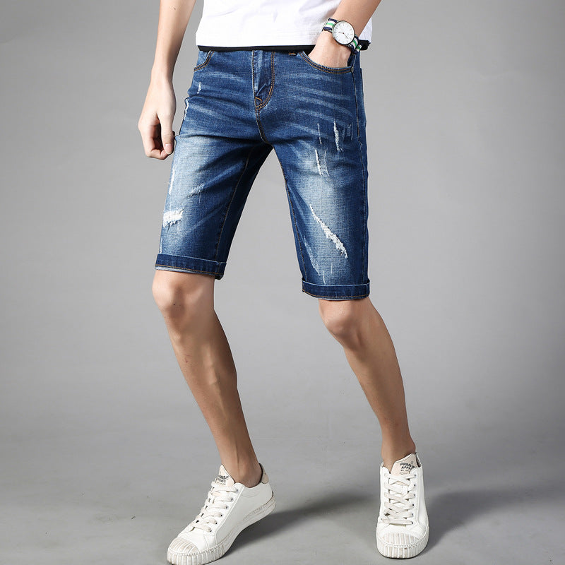 2020 summer new Hong Kong wind broken jeans men's five pants pants sports casual trend student short pants baby magazin 