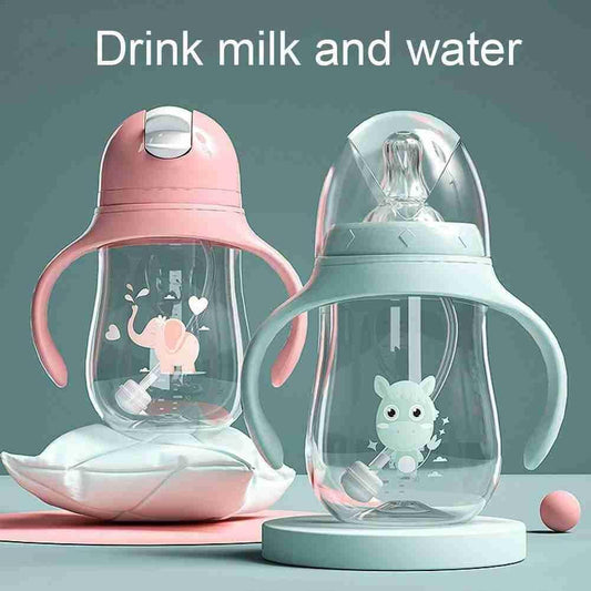 2021 180ml/300ml Infant Drop-proof New Dual-purpose Wide-caliber Feeding Bottle With Anti-drop Function For Baby Duckbill Bottle baby magazin 