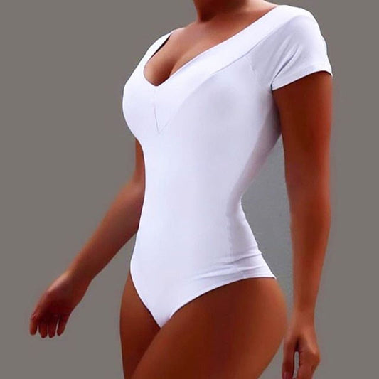 2021 Summer Casual Short Sleeve V-neck Plus Size Jumpsuit Women's Solid Color Sexy Lingerie Bodysuits Simple Ladies Rompers baby magazin 