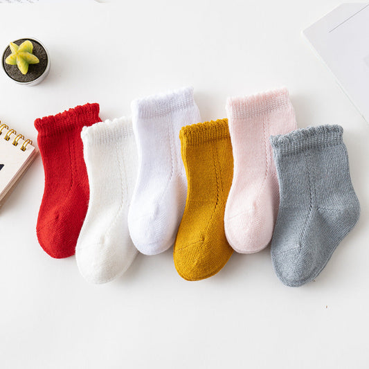 2021 autumn new European and American Spanish style loose mouth newborn baby socks side leakage boys and girls baby socks baby magazin 