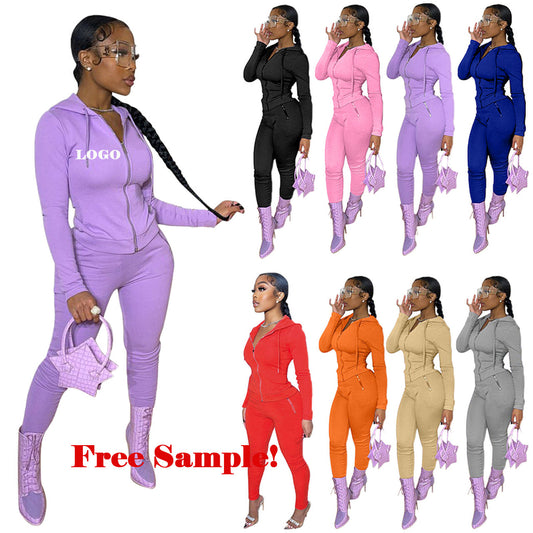 2021 fall Casual Ladies two piece pants set Long Sleeve Outfits hood sweatsuit Bodycon Clothing Women 2pc pants set women baby magazin 