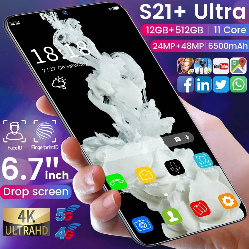 2022 Hote Sale 6.7inch Smartphone High quality S21+Ultra mobile phones  5G 12GB+512GB Original Unlock Android Phone baby magazin 