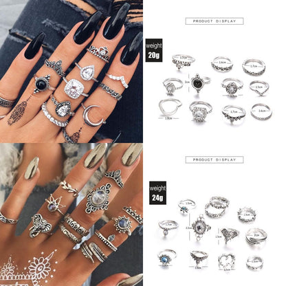 30 Styles Trendy Boho Midi Knuckle Ring Set For Women Crystal Geometric Finger Rings Fashion Bohemian Jewelry baby magazin 