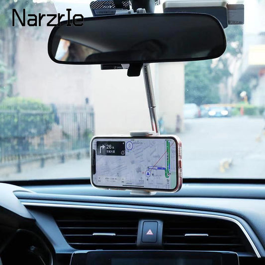 360 Degrees Car Rearview Mirror Mount Phone Holder For iPhone 12 GPS Seat Smartphone Car Phone Holder Stand Adjustable Support baby magazin 