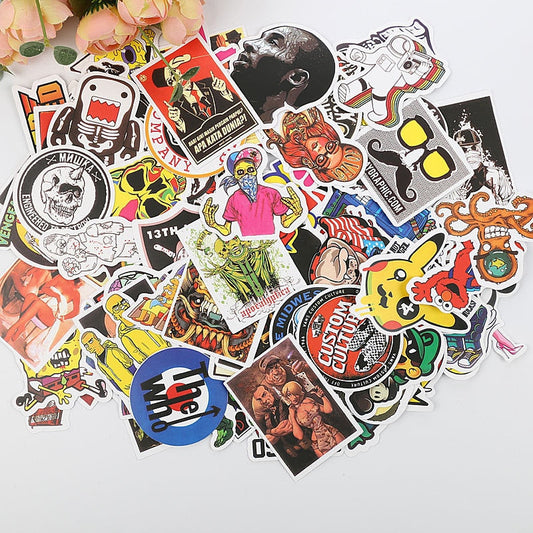 50 pcs Mixed Cartoon Cute Toy Stickers for Car Styling Bike Motorcycle Phone Laptop Travel Luggage Cool Funny Sticker Bomb Decal baby magazin 