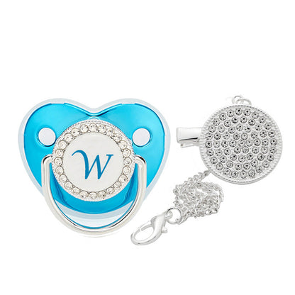 AliExpress Amazon WISH Hot Sale 26 Letter Blue Dot Diamond Baby Pacifier Baby Diamond Soothing Mouth baby magazin 