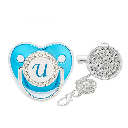 AliExpress Amazon WISH Hot Sale 26 Letter Blue Dot Diamond Baby Pacifier Baby Diamond Soothing Mouth baby magazin 
