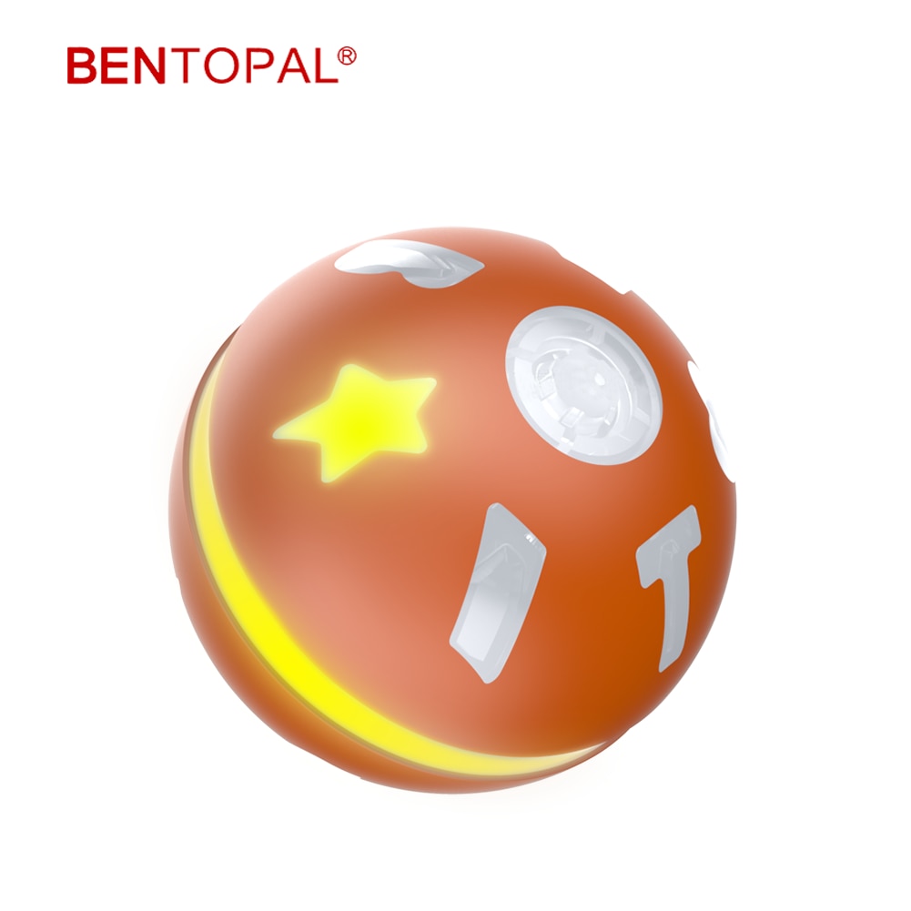 BENTOPAL-Smart Interactive Dog Toys Colorful LED Self Rotating Dog Ball With Feather Toys USB Rechargeable  for Puppy Cats Pets baby magazin 