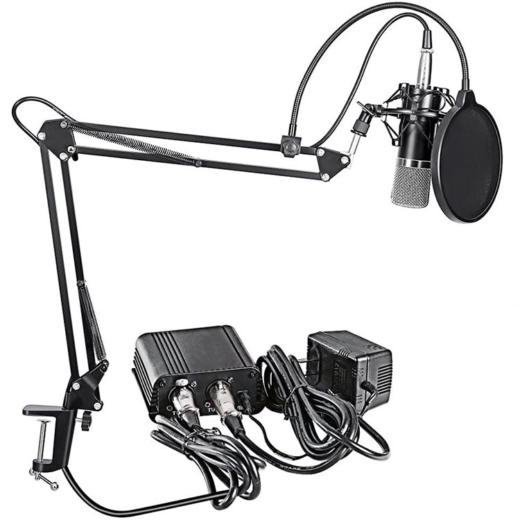 BM700 Condenser Microfon, Mounting Clamp, Pop Filter, 48V Phantom Power Supply & Studio Microphone Suspension Set baby magazin 
