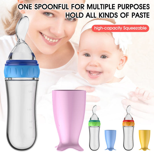 Baby Squeeze Rice Cereal Bottle Portable And Convenient Baby Rice Cereal Spoon Soft And Safe Silicone Food Supplement Tableware baby magazin 