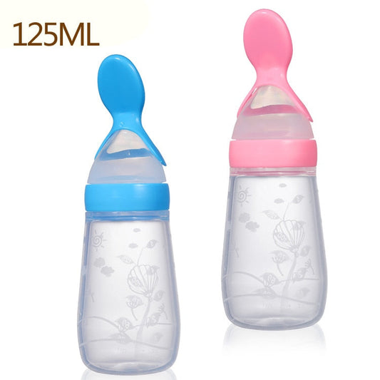 Baby rice cereal bottle flat bottom silicone rice cereal spoon squeeze type complementary food feeding bottle 125ml baby magazin 