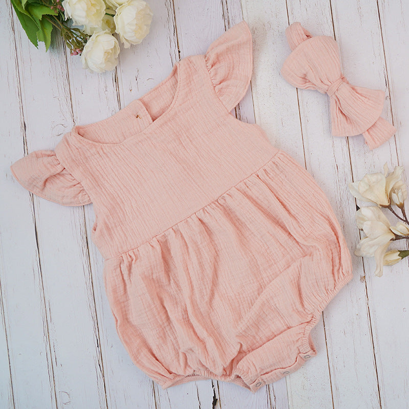 Baby solid cotton ruffled romper baby magazin 