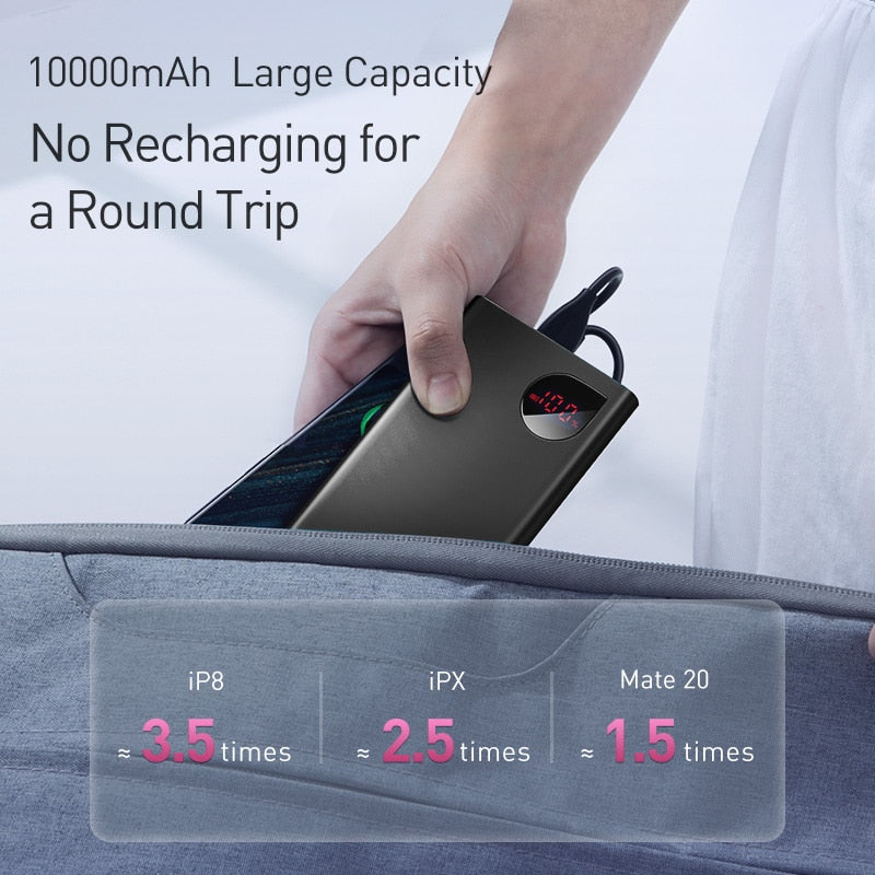 Baseus Power Bank 10000mAh with 20W PD Fast Charging Powerbank Portable Battery Charger PoverBank For iPhone 12Pro Xiaomi Huawei baby magazin 
