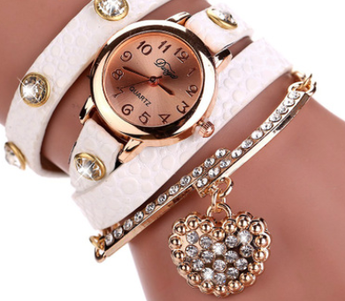 Brand watch lychee diamond pendant PU winding bracelet watch baby magazin 