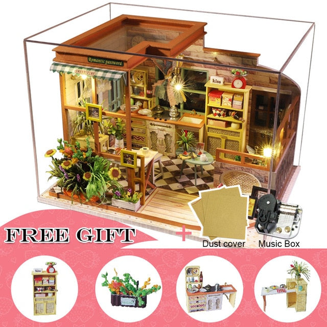 CUTEBEE Kids Toys Dollhouse Kit with Furniture Assemble Wooden Miniature Doll House Diy Dollhouse Puzzle Toys For Children M2011 baby magazin 