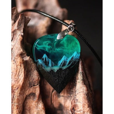 Christmas Mothers Day Valentines Day Paired Home Decoration Heart Mountains Necklace Wooden Pendant Resin Green Jewelry Dropship baby magazin 