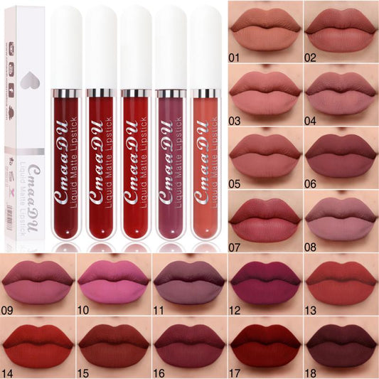 CmaaDu 18 Colors Long Lasting Lip Gloss Matte Velvet Liquid Lipstick Waterproof Moisturizing Lip Makeup Cosmetic TSLM1 baby magazin