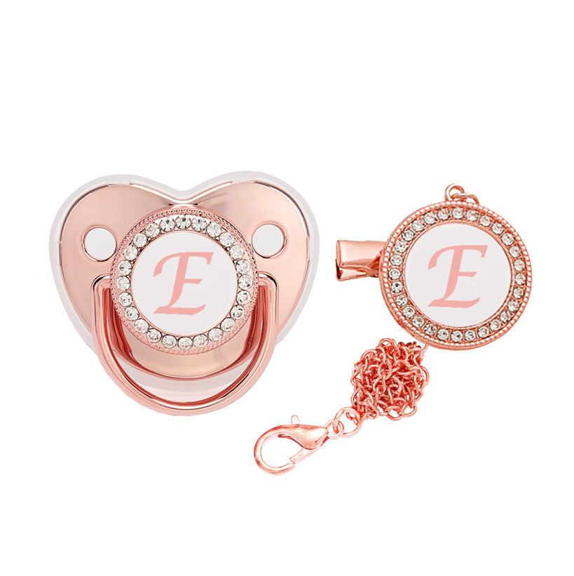 Cross-border e-commerce hot style 26 rose gold letters baby play mouth baby pacifier with dust cover baby magazin 