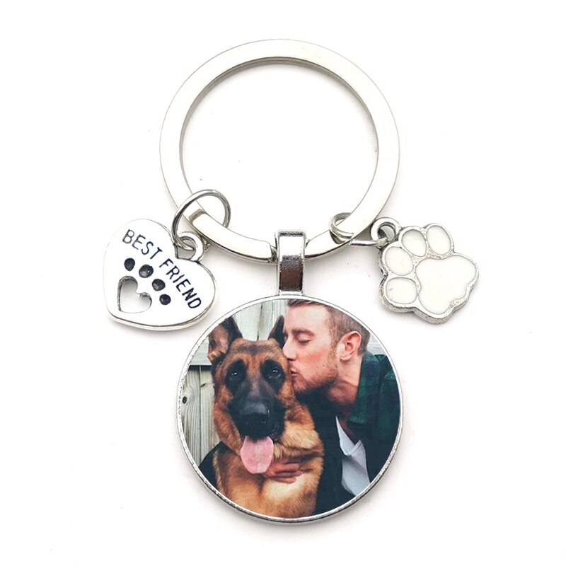 Custom DIY Dog Photo Keychain I Love Dog Glass Crystal Pendant Mini Heart Keychain Car Key Man and Girl Favorite Gift Souvenir baby magazin 
