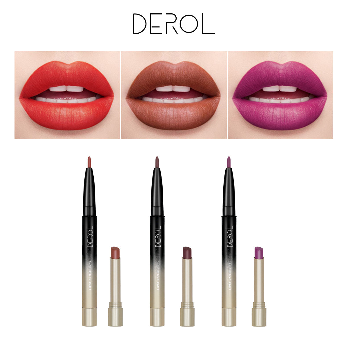 DEROL oem private label custom logo luxury velvet lipstick and lip liner pencil matte waterproof matte 2 in 1 lipstick baby magazin
