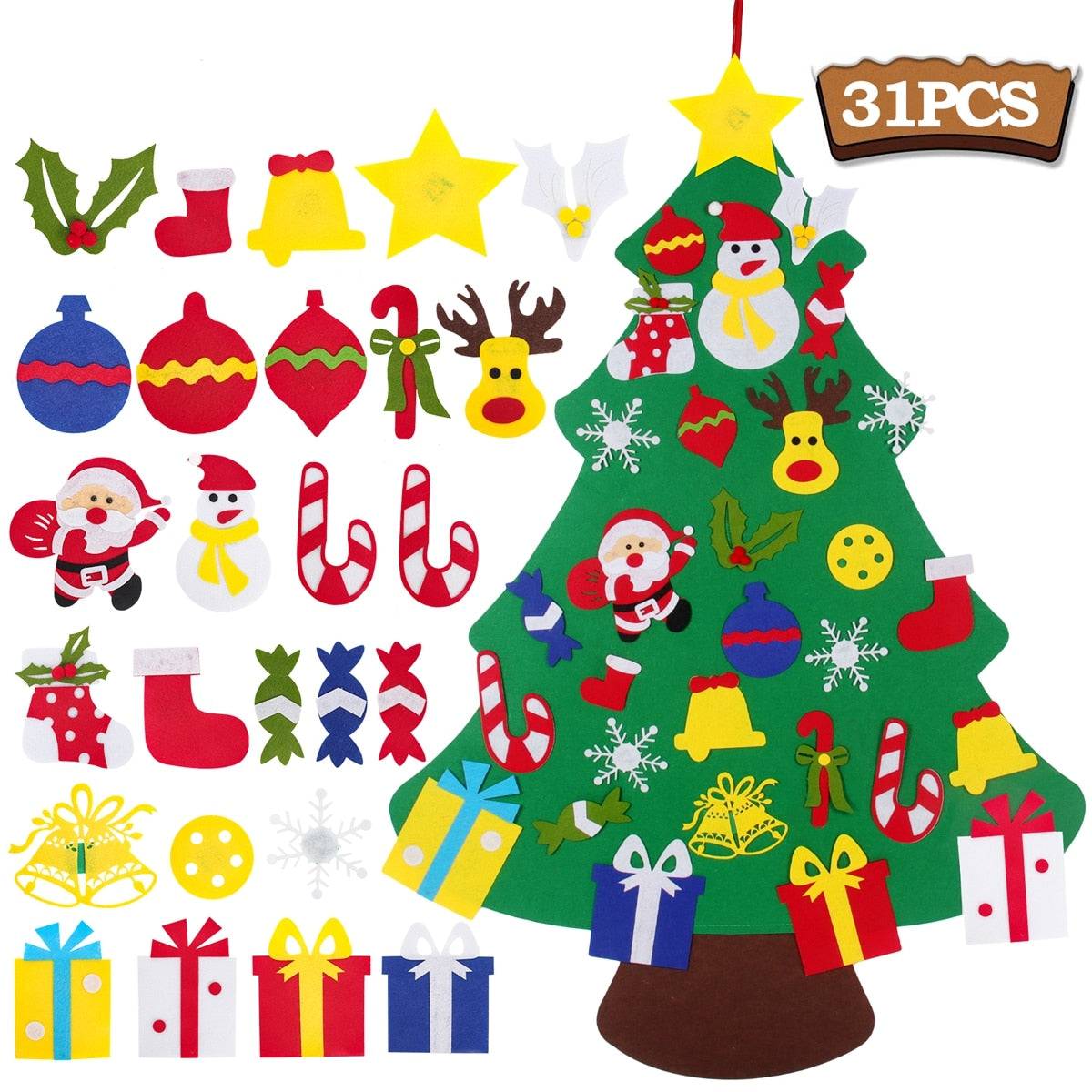DIY Felt Christmas Tree Merry Christmas Decorations For Home 2021 Cristmas Ornament Xmas Navidad Gifts Santa Claus New Year Tree baby magazin 