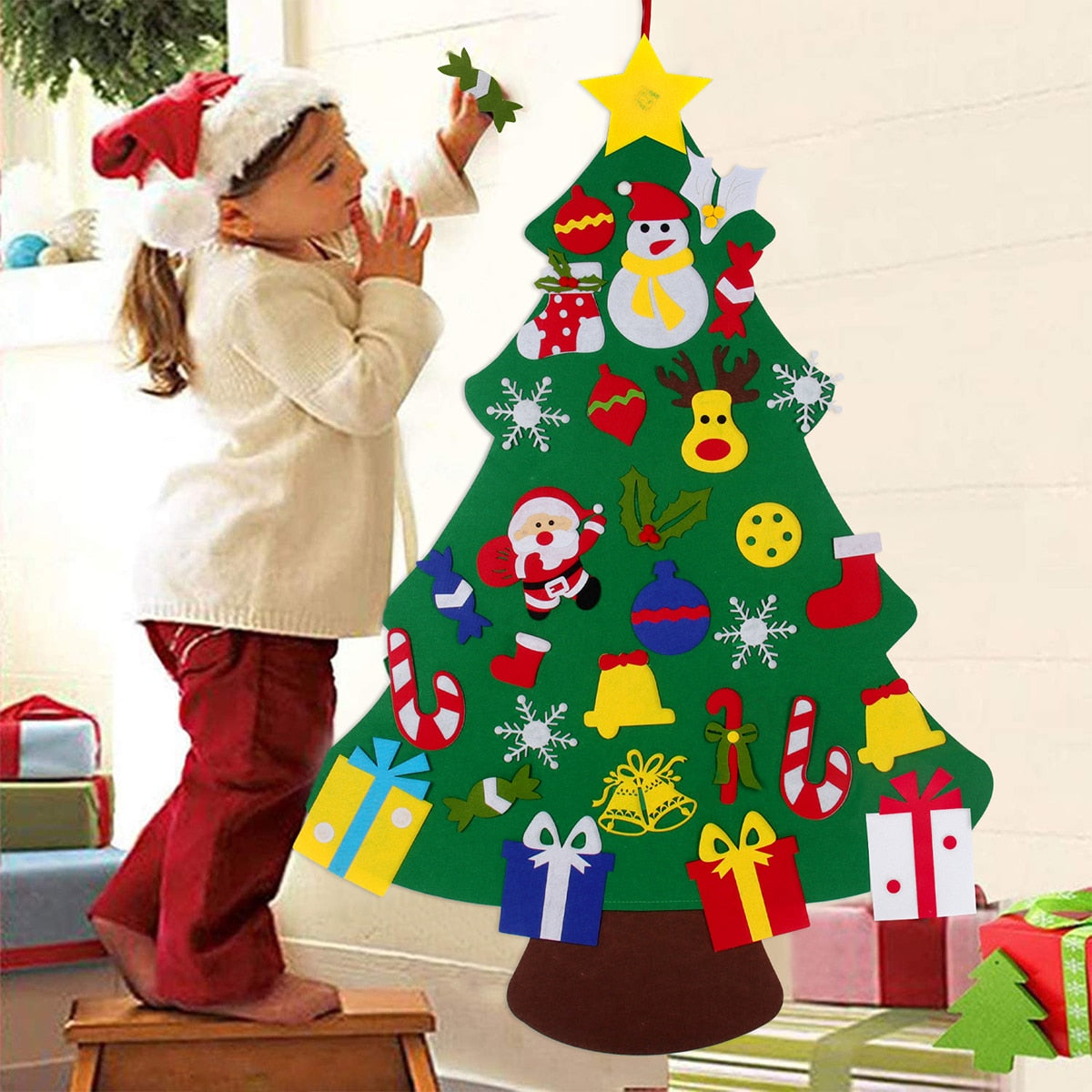 DIY Felt Christmas Tree Merry Christmas Decorations For Home 2021 Cristmas Ornament Xmas Navidad Gifts Santa Claus New Year Tree baby magazin 