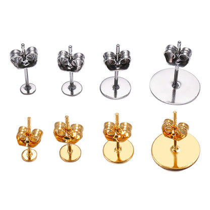 DIY jewelry accessories stainless steel ear needle earrings nails tooth flat head pin earrings needle plus butterfly ear rings block baby magazin 