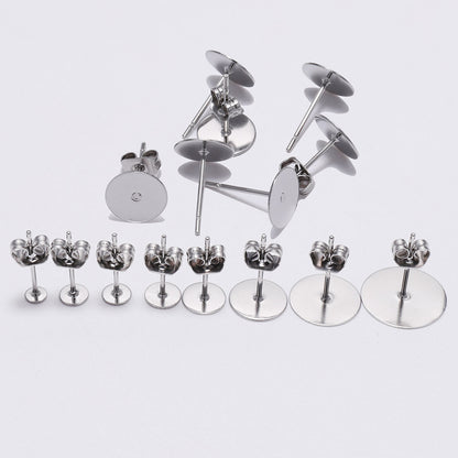 DIY jewelry accessories stainless steel ear needle earrings nails tooth flat head pin earrings needle plus butterfly ear rings block baby magazin 