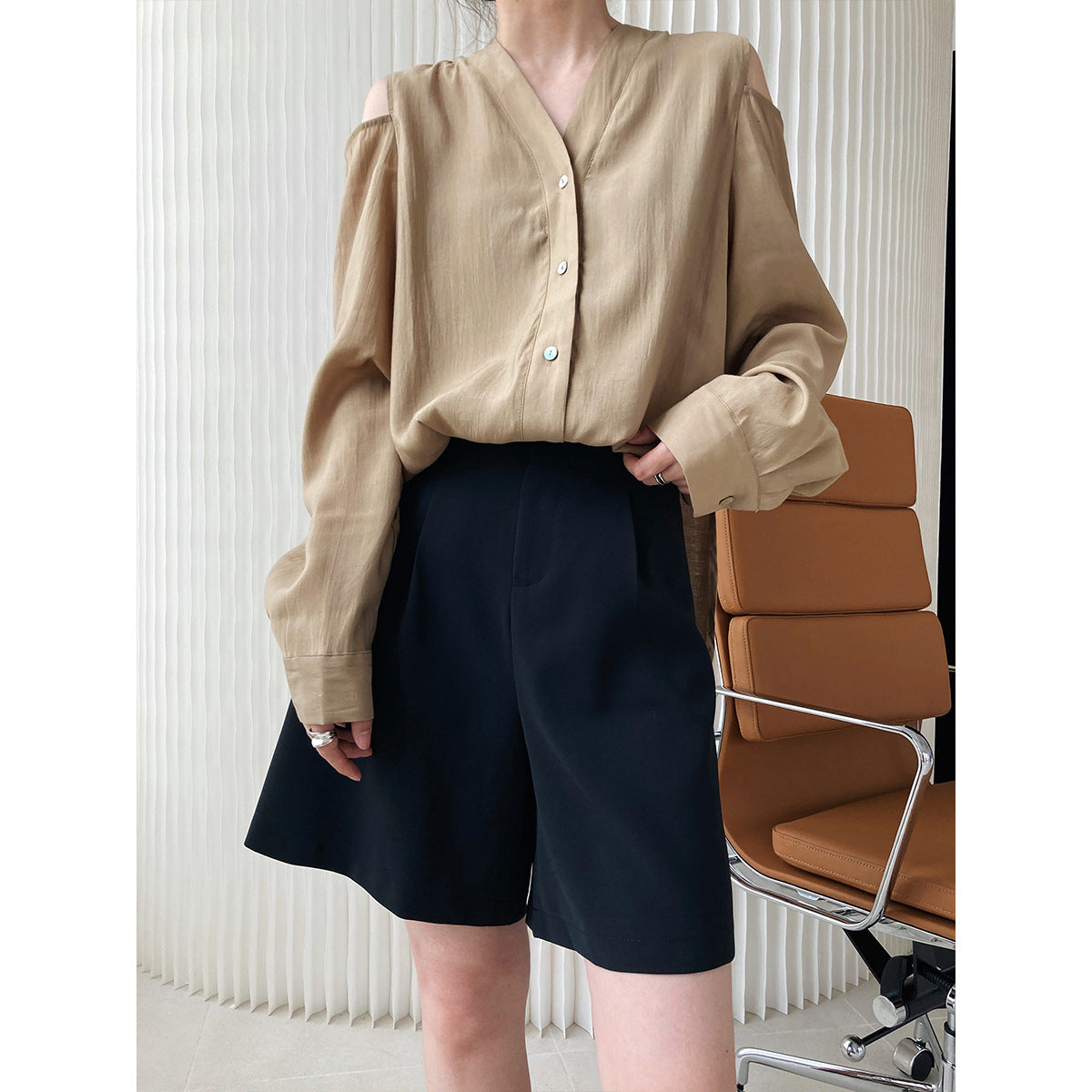 Deer Xi wide legs suit shorts female summer 2021 new high waist slim INS thin section casual five pants 1012 baby magazin 