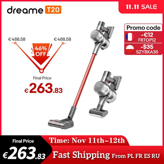 Dreame T20 Handheld Cordless Vacuum Cleaner Intelligent All-surface Brush 25kPa All In One Dust Collector Floor Carpet Aspirator baby magazin 