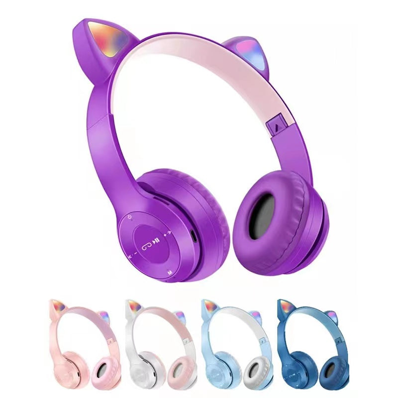 Dropshipping New P47 Cat Ear Headphones P47M Cute Headphones For Girls FM Stereo Radio BT 5.0 MP3 Player Wireless Headphones P47 baby magazin 