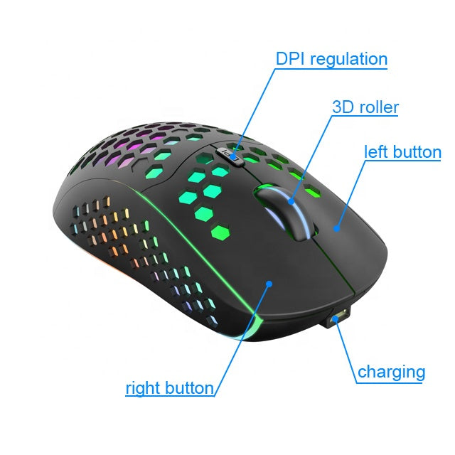 Dropshopping New Selling RGB Lighting Honeycomb Shell Optical USB 2.4G Wireless Gaming Mouse For Laptop PC Computer Gamers baby magazin 