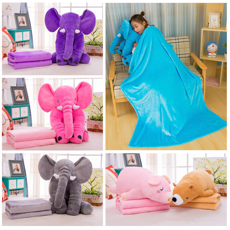 Elephant doll plush toy two-in-one pillow office air conditioner is car drove baby calm icon doll baby magazin 