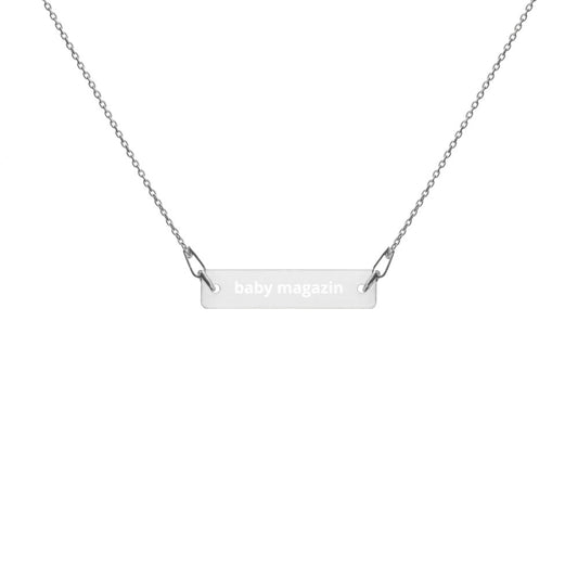 Engraved Silver Bar Chain Necklace baby magazin 