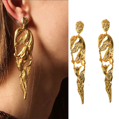 Europe and the United States exaggerated new metal atmospheric human-shaped earrings female personality temperament 2021 Design Earridge baby magazin 