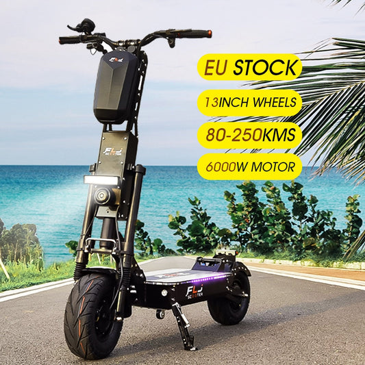 FLJ Upgraded 13inch wheels 60V 6000W E Scooter with 90-150km range speed Dual engine e bike Fat tire motorcycle electric Scooter baby magazin 