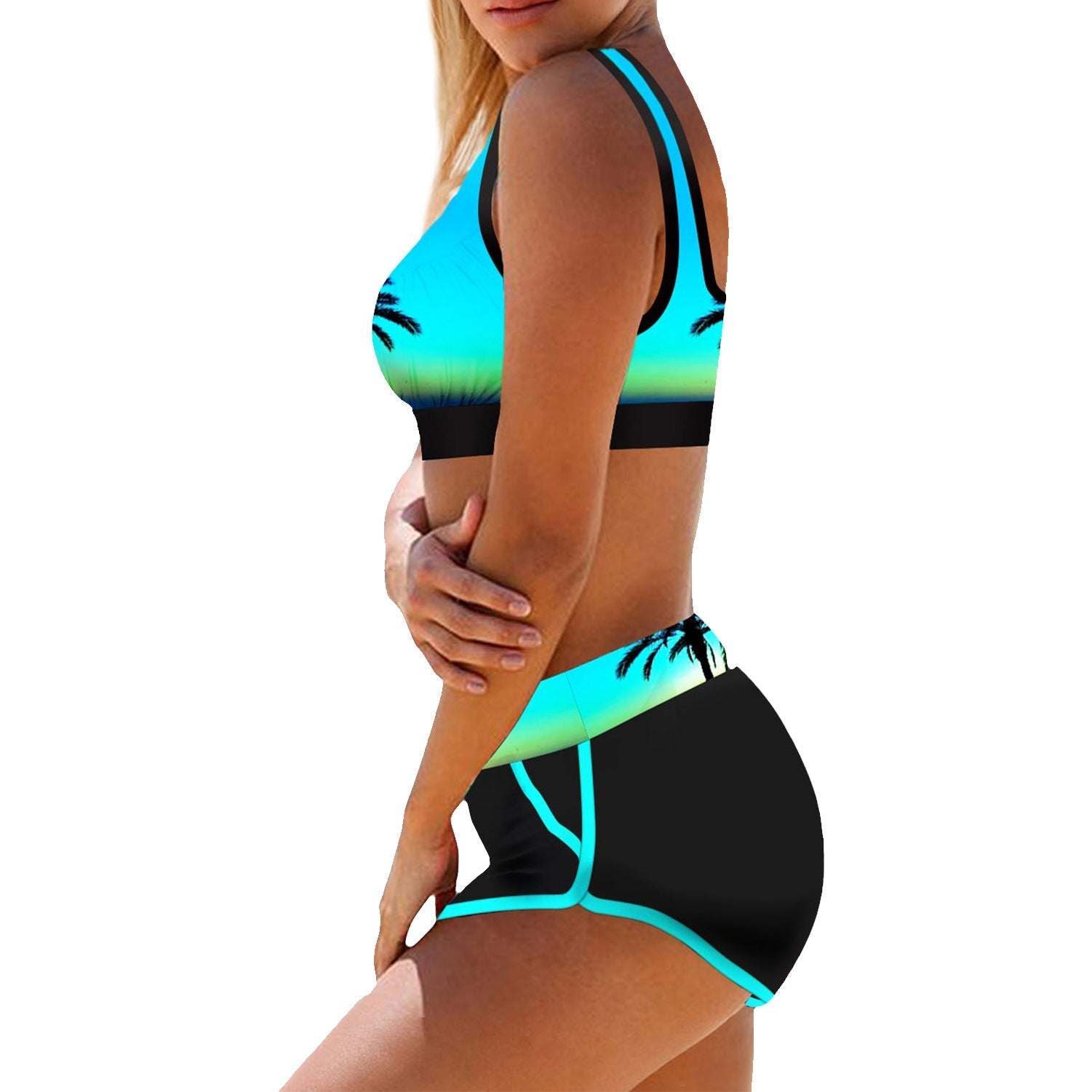 FYZ-1099 The coconut fission swimsuit female printing shoulders pants are conservative sexy swimwear woman baby magazin 