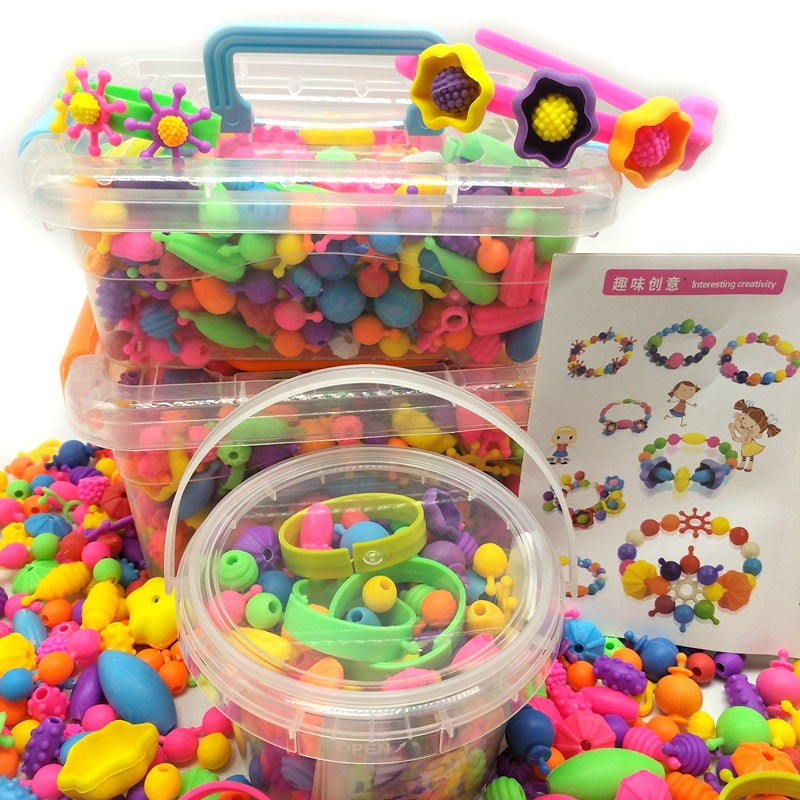 Factory direct box decoration puzzle toys Cordless Pop beads DIY handmade string beaded plastic beaded girl toy baby magazin 