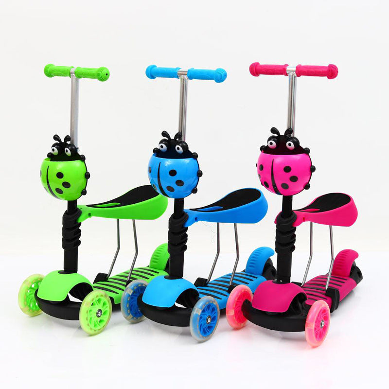 Factory wholesale Cheap 3 wheels adjustable height kick scooters foot scooters for children with removable seat baby magazin 