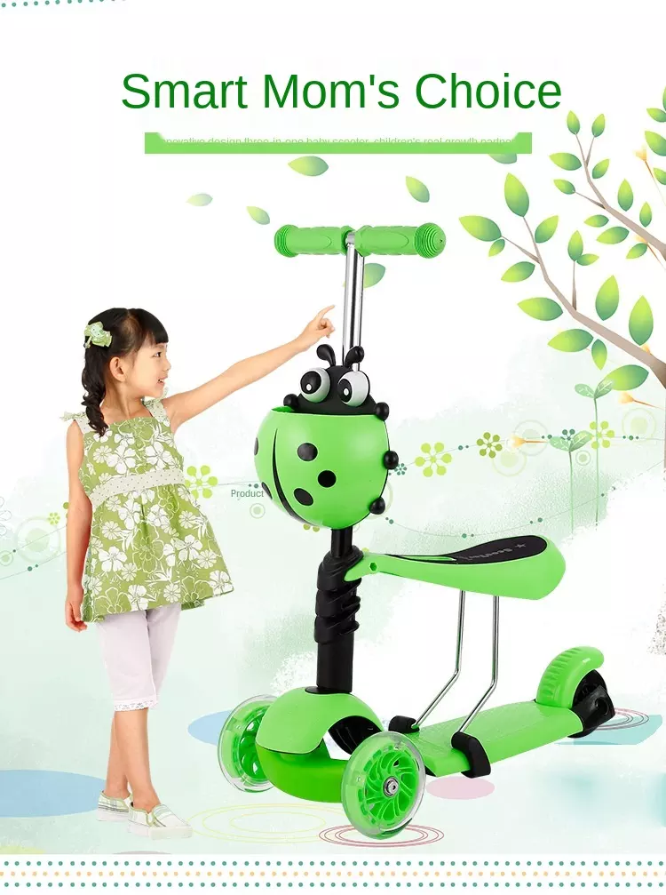 Factory wholesale Cheap 3 wheels adjustable height kick scooters foot scooters for children with removable seat baby magazin 
