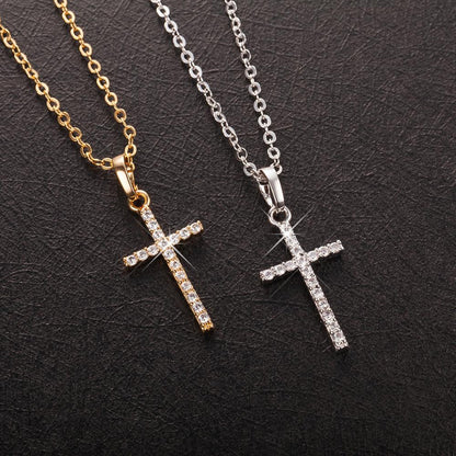 Fashion Female Cross Pendants dropshipping Gold Black Color Crystal Jesus Cross Pendant Necklace Jewelry For Men/Women Wholesale baby magazin 